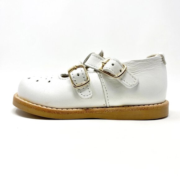 Posh Pickle Mary Jane Shoes Girl’s sz 8 White Leather Dress Shoes Sandals Buckle - Picture 2 of 10
